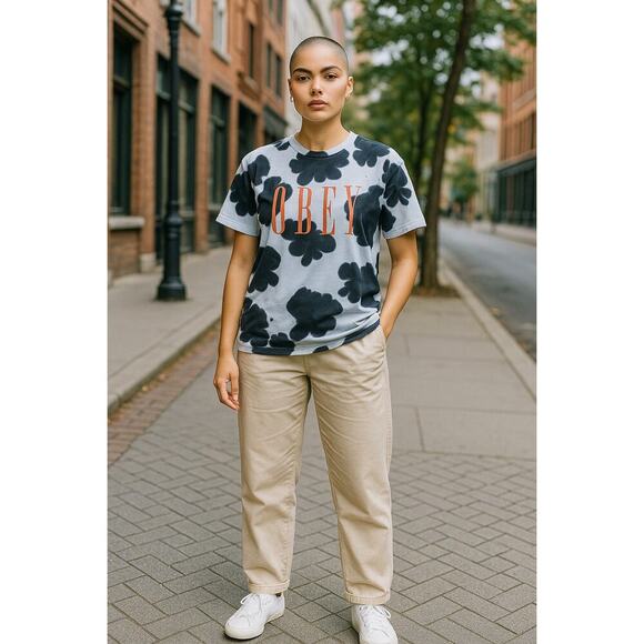 Obey Worldwide Abstract Tie-Dye Graphic T-Shirt – Size L - Picture 8 of 9